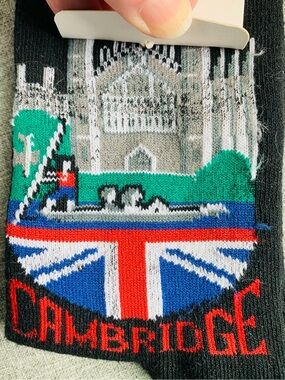 NWT Womens Ankle Socks Black Multi England UK Cambridge Boat Flag Novelty Gift